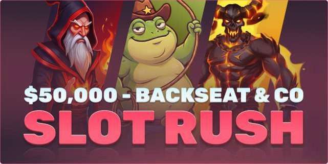 Backseat Gaming slot rush i Novomatic Slot Race på kampagnesiden